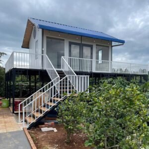 Nhà sàn lắp ghép mái lệch diện tích 54m2